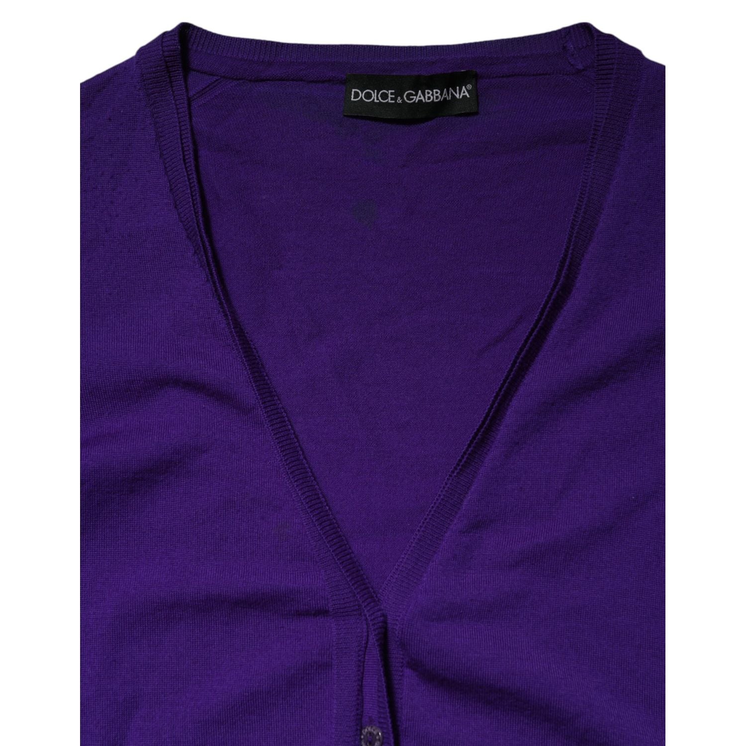 Dolce & Gabbana Purple Wool Knit V-neck Cardigan Sweater