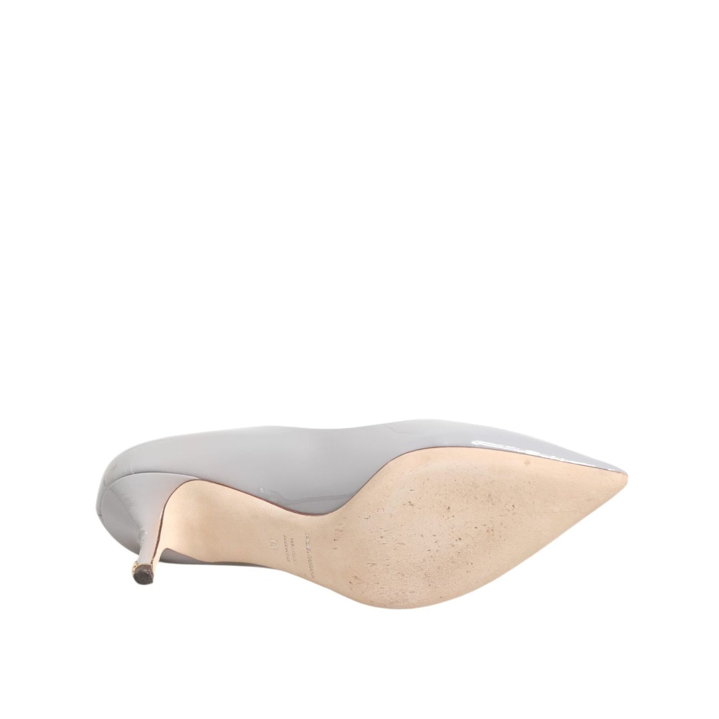 Dolce & Gabbana Light Gray Leather Kitten Heels Pumps Shoes