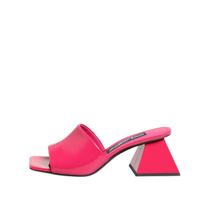 Dolce & Gabbana Pink Open Toe Block Heel Mules Sandals Shoes