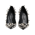 Dolce & Gabbana Black Crystals Studs Stiletto Pumps Shoes