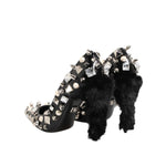Dolce & Gabbana Black Crystals Studs Stiletto Pumps Shoes