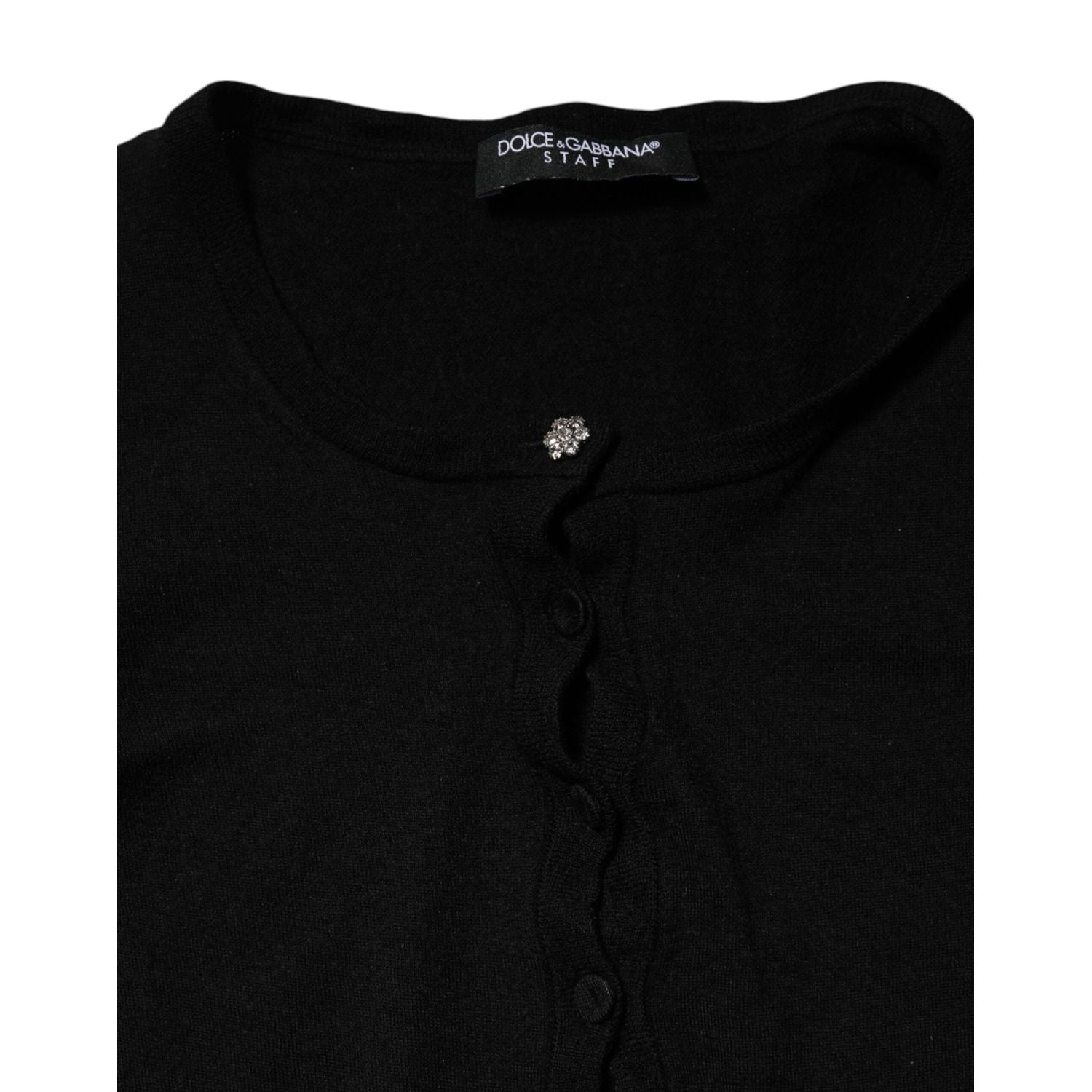 Dolce & Gabbana Black STAFF Round Neck Cardigan Sweater