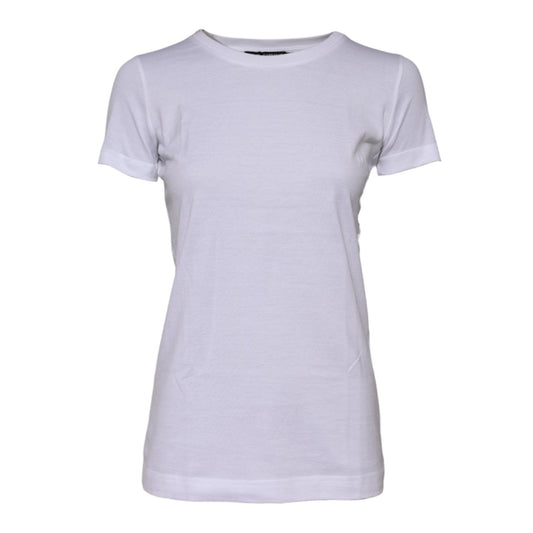Dolce & Gabbana White Cotton Crew Neck Short Sleeves T-shirt TSH90742-36