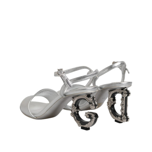 Dolce & Gabbana Silver KEIRA Heels Ankle Strap Sandals Shoes