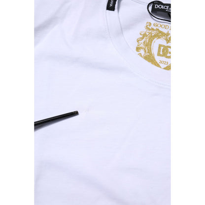 Dolce & Gabbana White Cotton Goodluck 2023 Crew Neck T-shirt