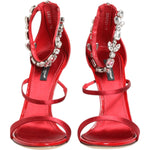 Dolce & Gabbana Red Satin Crystals Keira Sandals Heels Shoes