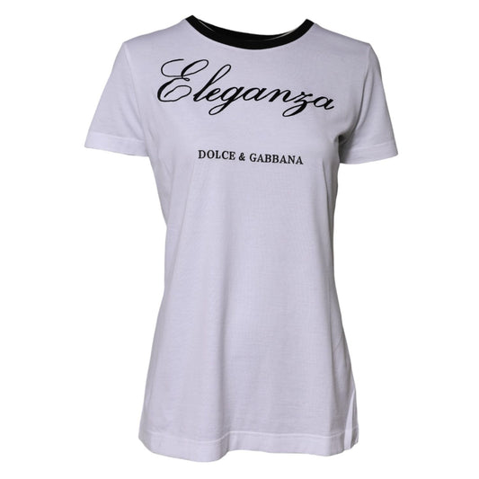 Dolce & Gabbana White Eleganza Cotton Crew Neck Tee T-shirt TSH90743-46