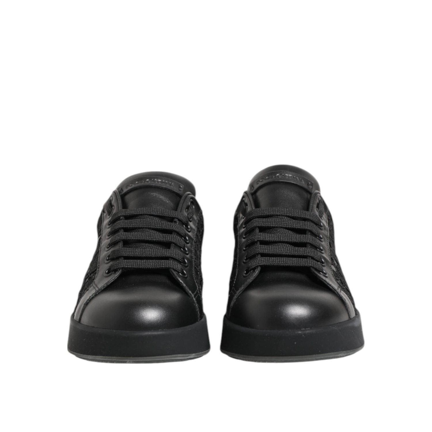 Dolce & Gabbana Black Floral Lace Low Top Sneakers Shoes