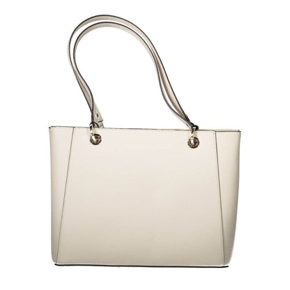 Guess Jeans Beige Polyethylene Handbag with shoulder handles, contrasting details, and zip closure.