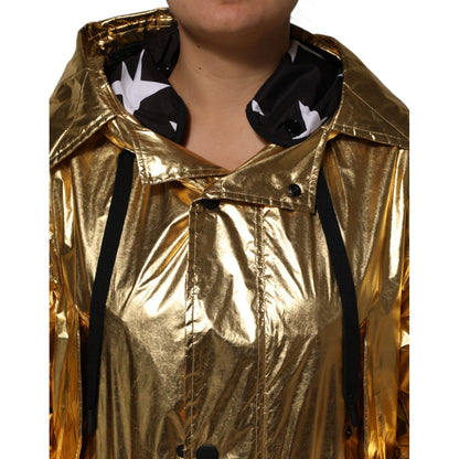 Dolce & Gabbana Gold Hooded Long Sleeves Trench Coat Jacket