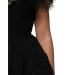 Dolce & Gabbana Black Crystal Embellished Midi A-line Dress