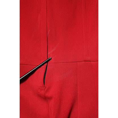 Dolce & Gabbana Red Viscose Stretch Slit Sheath Midi Dress