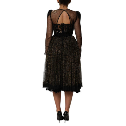 Dolce & Gabbana Black Crystal Heart Embellished A-line Dress