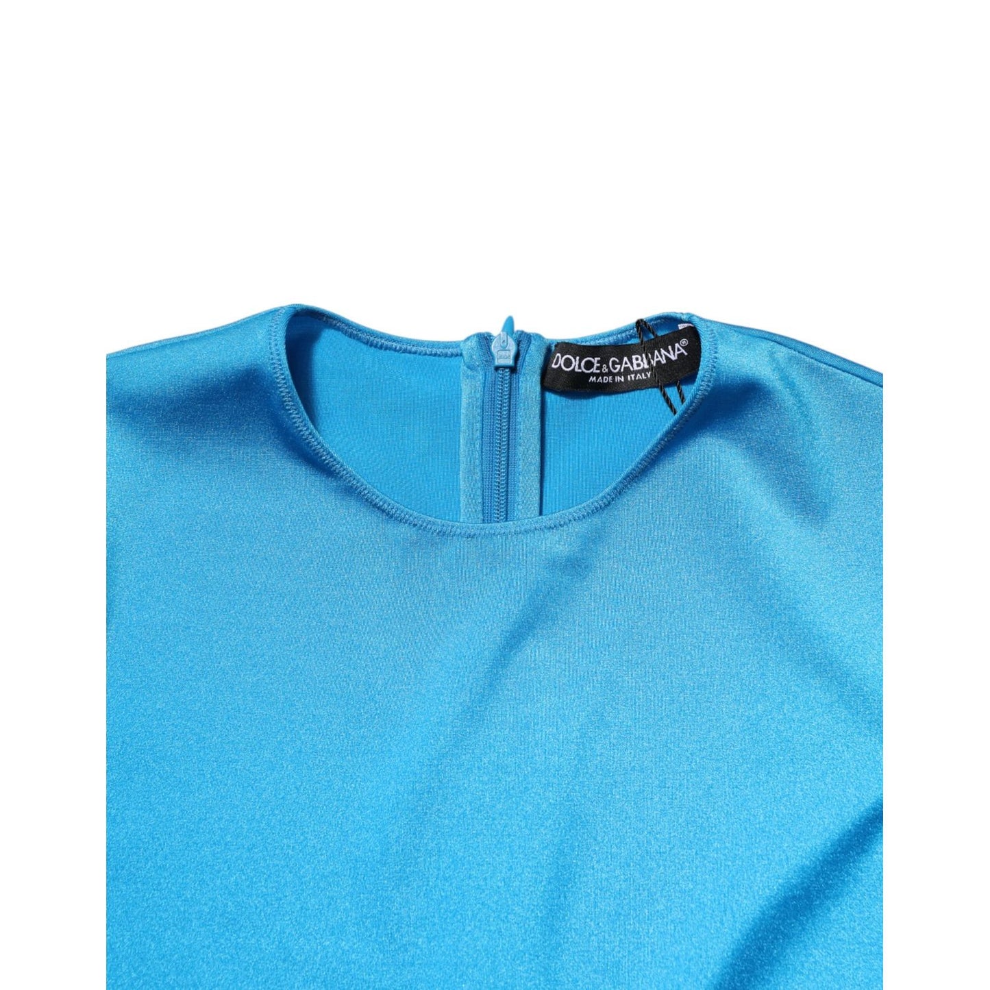 Dolce & Gabbana Blue Nylon Crew Neck Bodycon Jumpsuit Dress