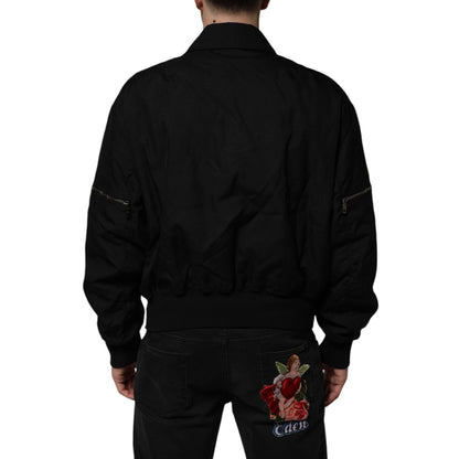 Dolce & Gabbana Black Patch Pocket Full Zip Bomber Jacket