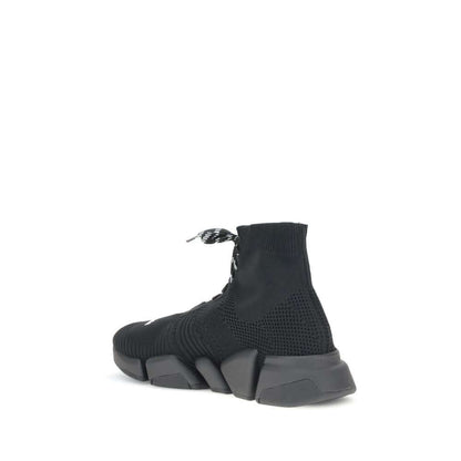 Balenciaga Black Polyester Athletic Sneakers with 3D mesh, lace-up design, and ultra-articulated sole for comfort.
