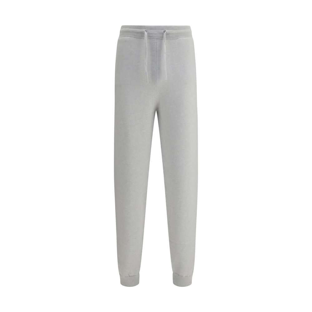 Kiton Gray Elastane Casual Pants with elastic waistband and hem, cashmere blend, ideal for elegant leisure wear, made in Italy.