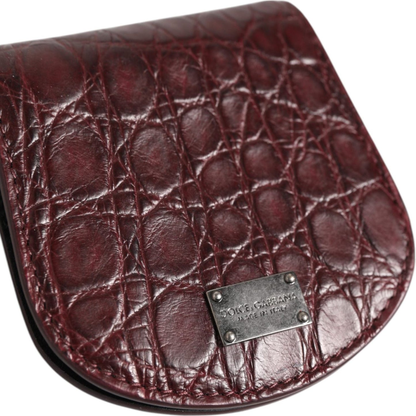 Dolce & Gabbana Burgundy Exotic Skin Coin Condom Case Holder Pocket Wallet SMY10707