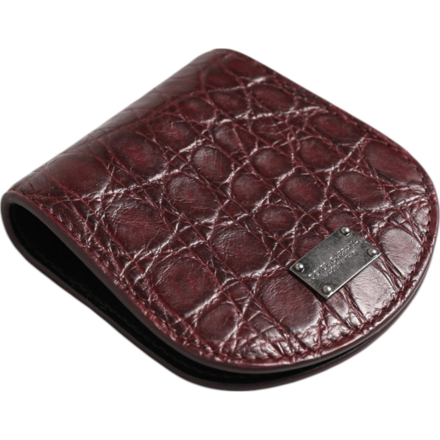 Dolce & Gabbana Burgundy Exotic Skin Coin Condom Case Holder Pocket Wallet SMY10707