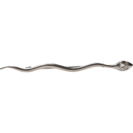 Dolce & Gabbana Silver Brass Crystal Spilla Serpente Mens Brooch Pin