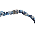 Dolce & Gabbana Blue White Braided Silver Metal Logo Beaded Men Bracelet