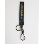 Dolce & Gabbana Black Yellow Polyester DG Logo Silver Keychain Keyring