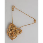 Dolce & Gabbana Gold Tone 925 Sterling Silver Crystal Chain Brooch Pin