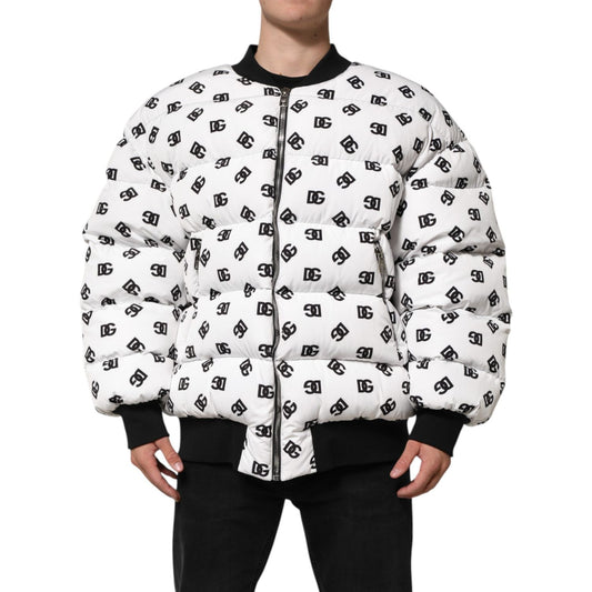 Dolce & Gabbana White DG Monogram Full Zip Quilted Jacket