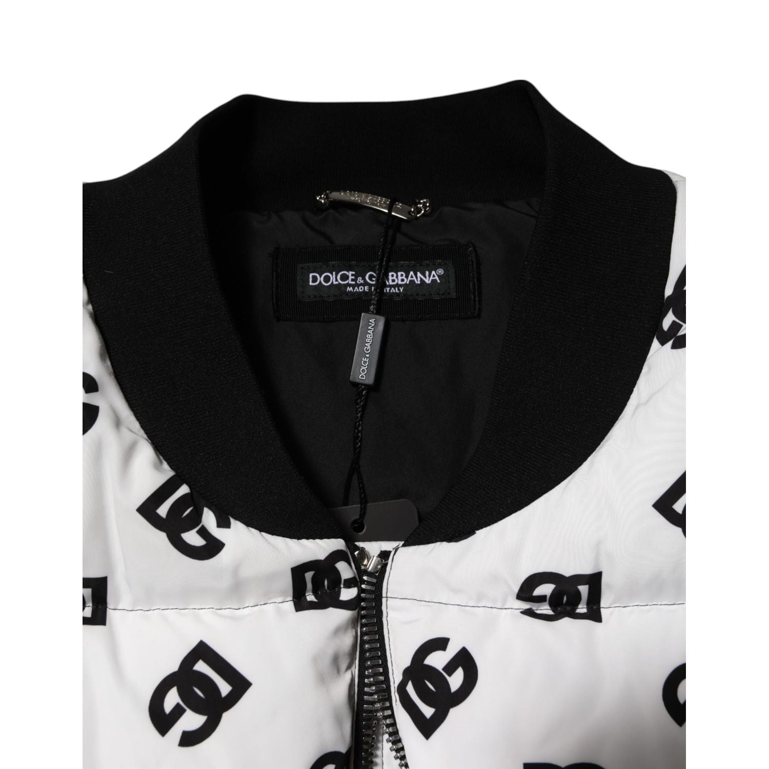 Dolce & Gabbana White DG Monogram Full Zip Quilted Jacket