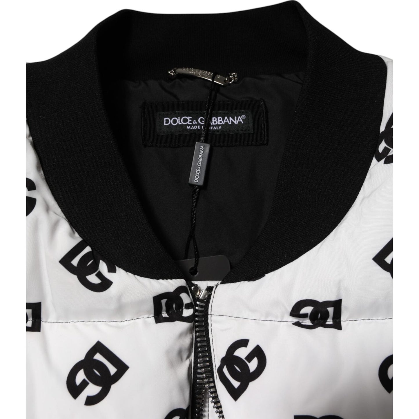 Dolce & Gabbana White DG Monogram Full Zip Quilted Jacket