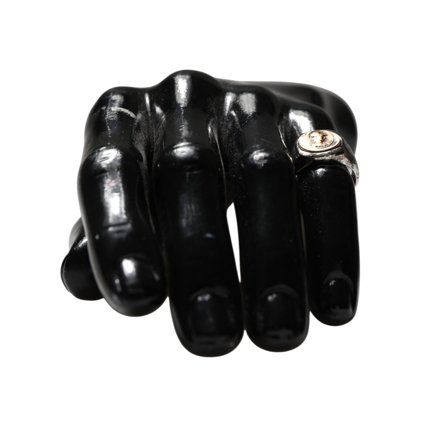 Dolce & Gabbana Silver Tone Engraved Two Color Real Brass Ring