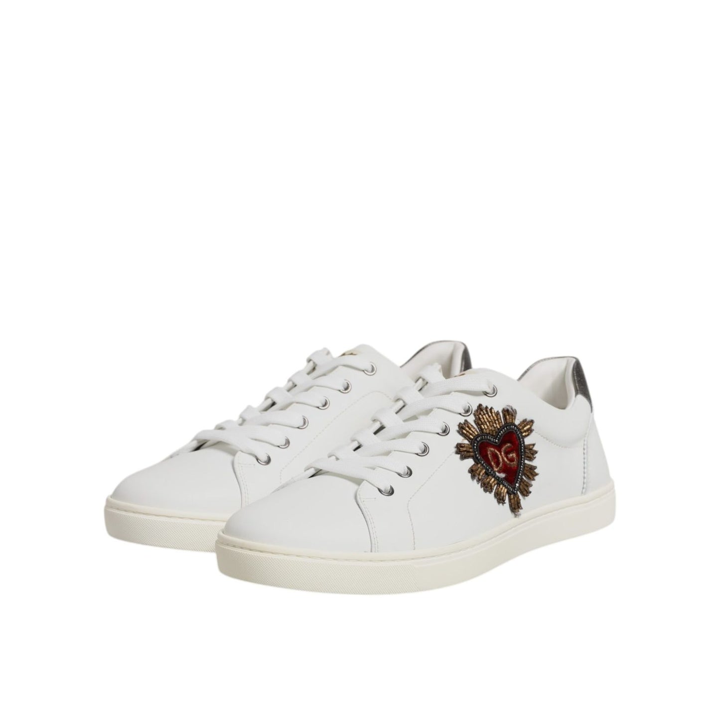 Dolce & Gabbana White Sacred Heart Men Low Top Sneakers Shoes