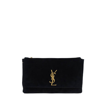 Saint Laurent Black Calf Leather Bos Taurus Shoulder Bag with iconic monogram and chain strap