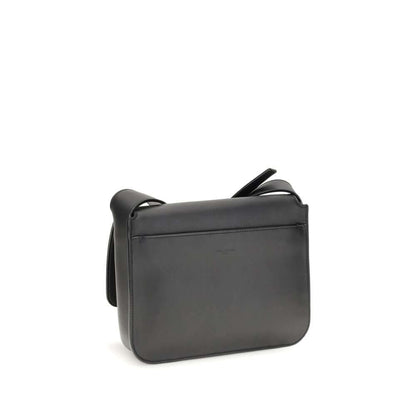Saint Laurent Black Calf Leather Bos Taurus Shoulder Bag back view showing adjustable strap.