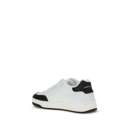 Saint Laurent White Calf Leather Bos Taurus Low Top Sneakers with logo and suede panel, AW25 collection.