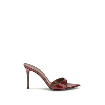 Giuseppe Zanotti Bordeaux Leather Stiletto Heel Sandals with glossy patent finish and pointed open-toe, elegant mule design for AW25.