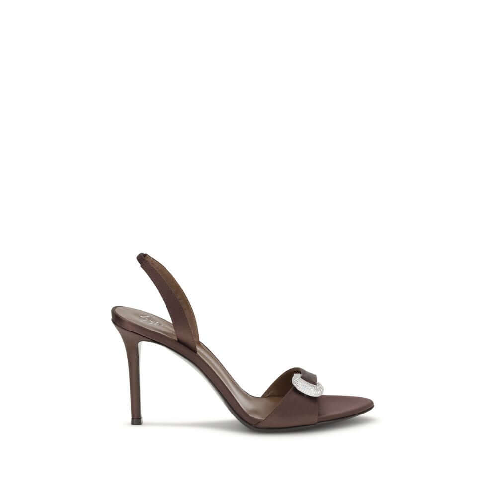 Giuseppe Zanotti Brown Silk Stiletto Heel Sandals