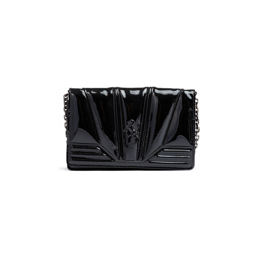 Ferrari Black GT patent leather bag with chain