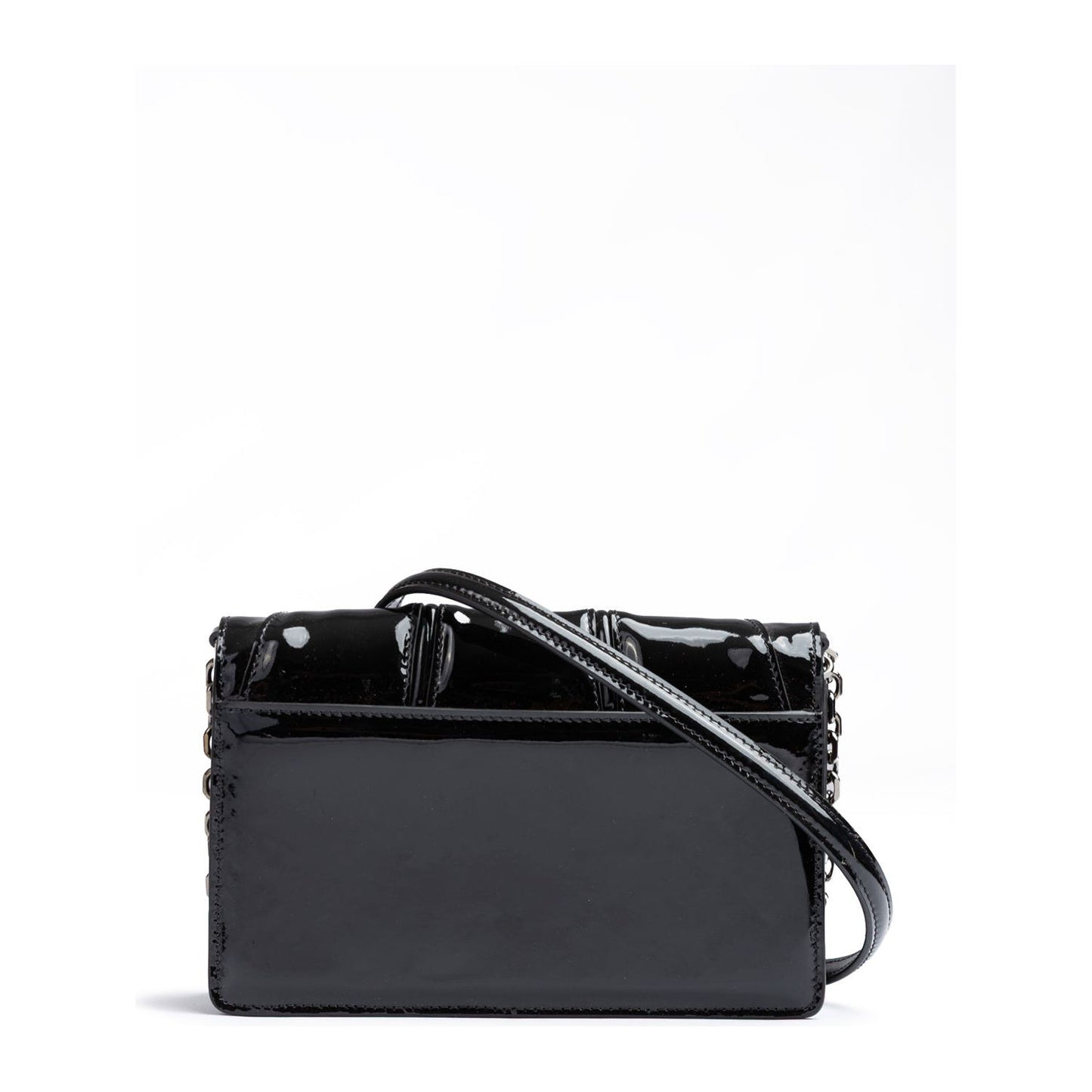 Ferrari Black GT patent leather bag with chain