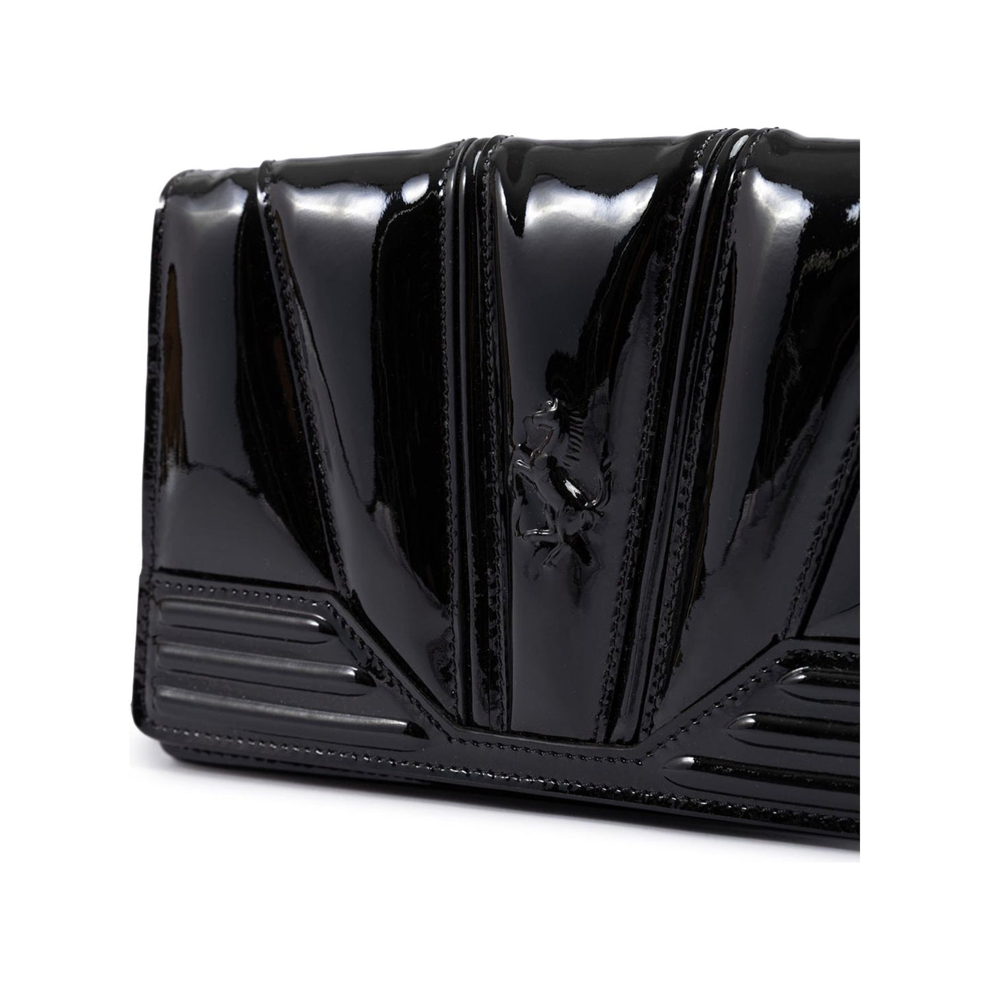 Ferrari Black GT patent leather bag with chain