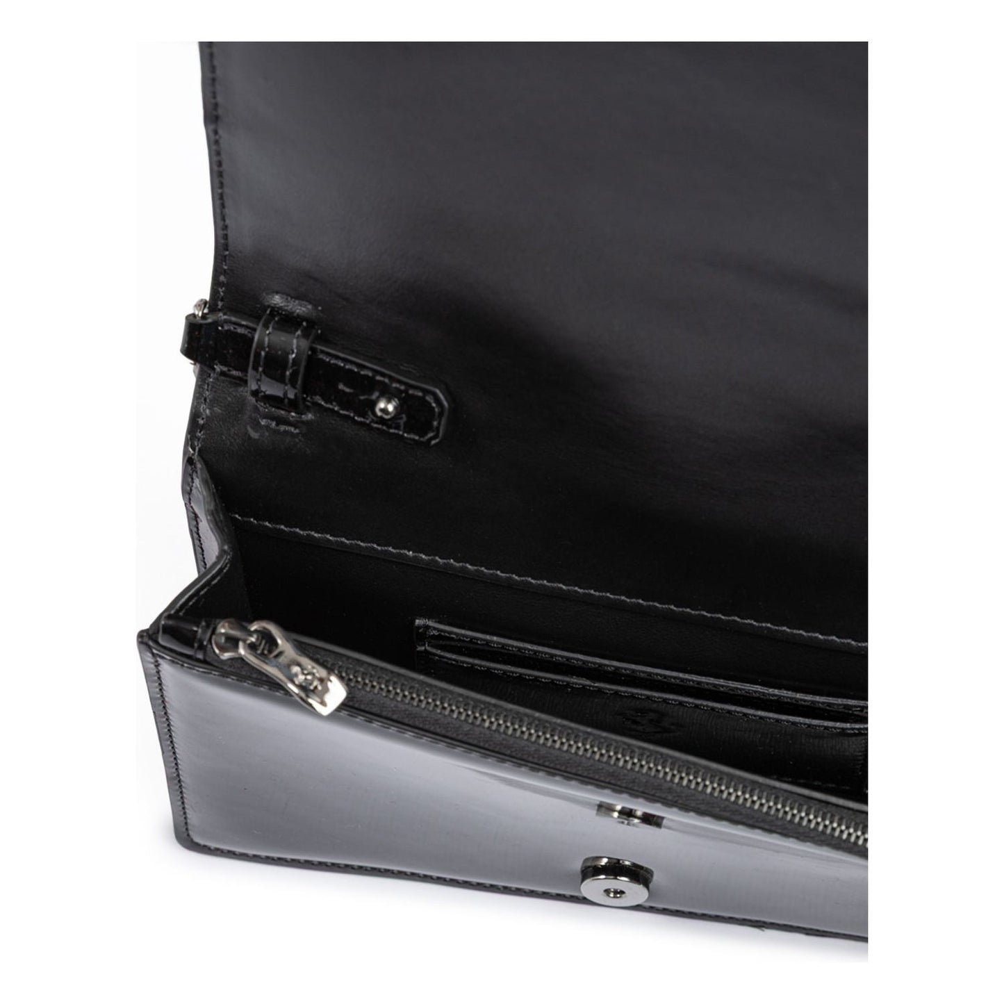Ferrari Black GT patent leather bag with chain