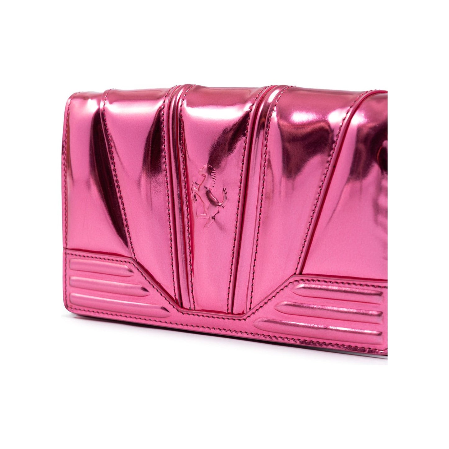 Ferrari Metal Pink GT patent leather bag with chain