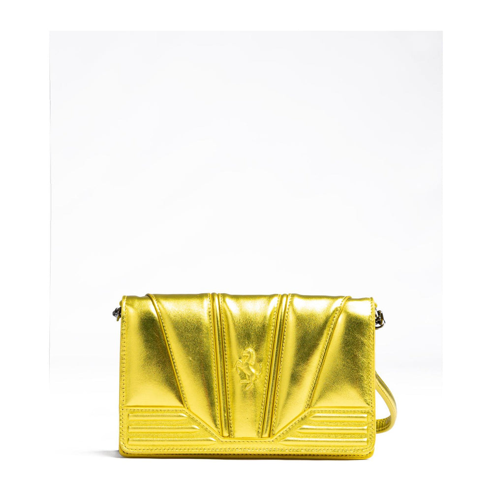 Ferrari Metal Yellow GT patent leather bag with chain