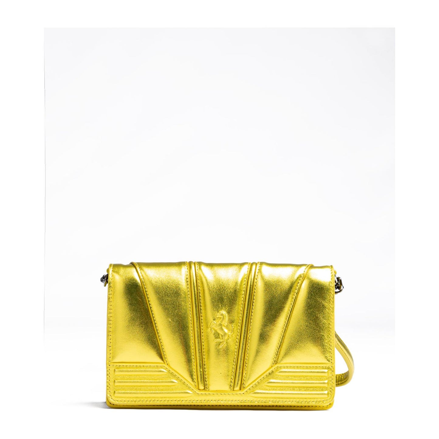 Ferrari Metal Yellow GT patent leather bag with chain