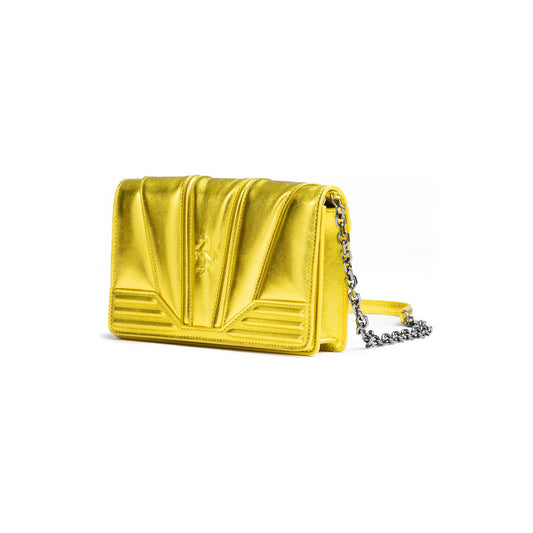 Ferrari Metal Yellow GT patent leather bag with chain