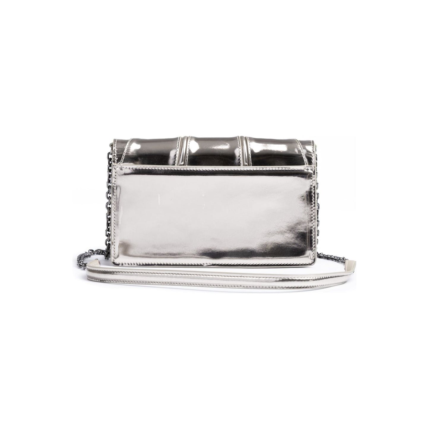 Ferrari Metal Silver GT patent leather bag with chain