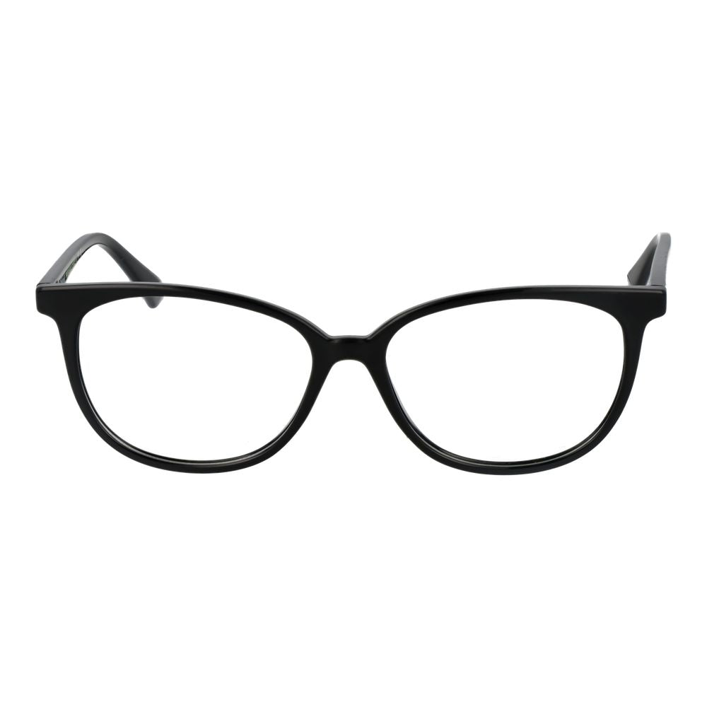 Polaroid Black Women Glasses Frame, full-rim black polyamide round frames with demo lenses.