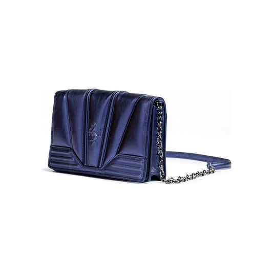 Ferrari Metal blue GT patent leather bag with chain