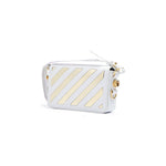 Off-White White/Gold Metallic Stripe Mini Crossbody Bag