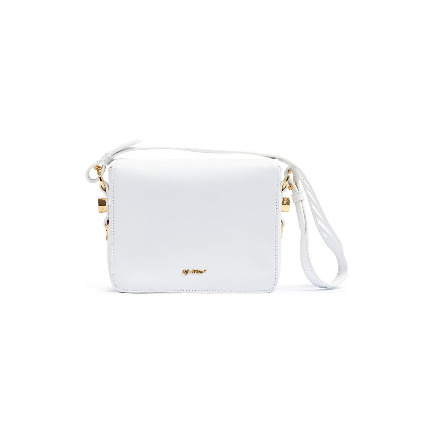 Off-White White/Gold Metallic Stripe Crossbody Bag